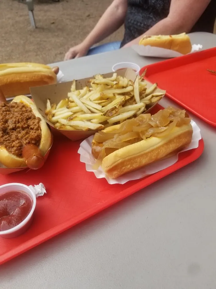 Coney Dog Spicy Polish Dog and Fries